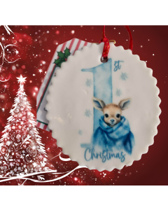 Sugar Ornaments-Blue 1st Christmas Deer