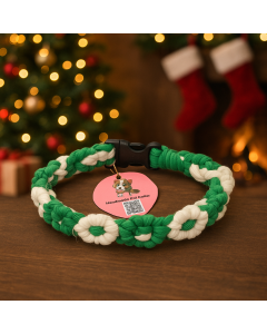 Pet Collar - Green and White Daisy
