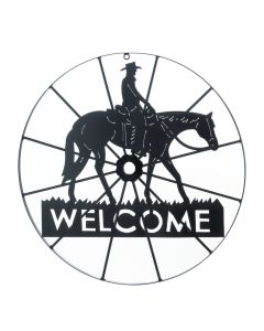 COWBOY WELCOME WHEEL SIGN