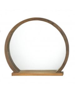 ROUND WOODEN MIRROR WITH SHELF