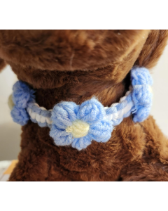 Pet Collar - Blue White with Blue flowers - PRICE INCLUDES SHIPPING WITHIN CANADA