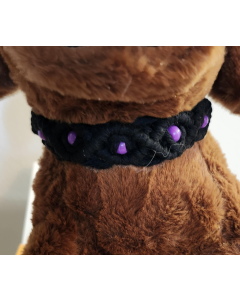 Pet Collar - Macrame - Black with Purple beads