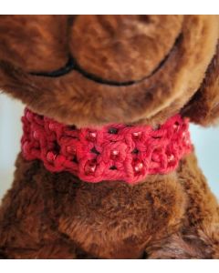 Pet Collar - Red Macrame Collar with beads - Price includes shipping