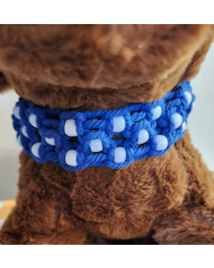 Pet Collar - Macrame - Blue with white beads
