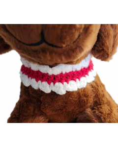 Crochet Pet collar - Red with white ruffle
