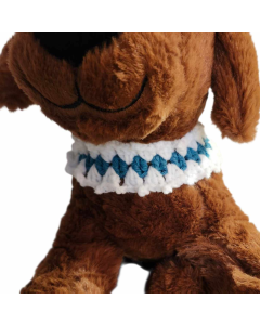 Crochet Pet collar - Turquoise with white ruffle