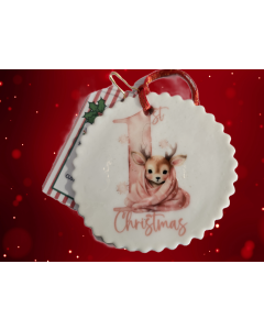 Sugar Ornaments - Pink Deer 1st Christmas