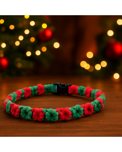 Macrame Collar - 2 Colour Daisy - Green and Red